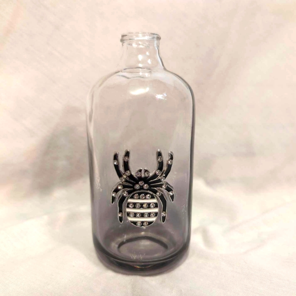 Glass spider bottle decor